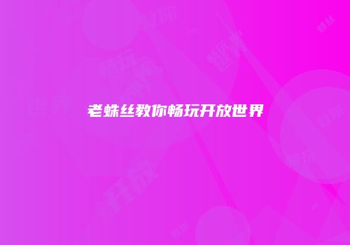 老蛛丝教你畅玩开放世界