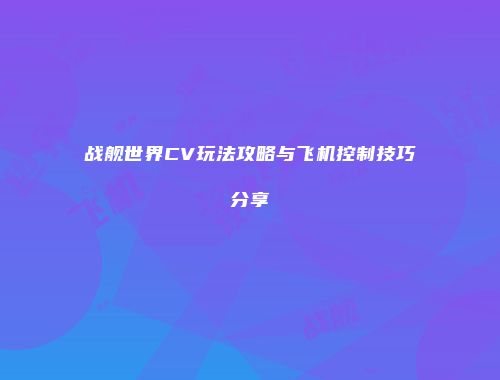 战舰世界CV玩法攻略与飞机控制技巧分享