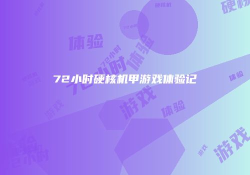 72小时硬核机甲游戏体验记