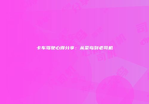 卡车驾驶心得分享：从菜鸟到老司机