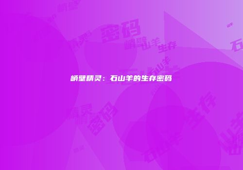 峭壁精灵：石山羊的生存密码