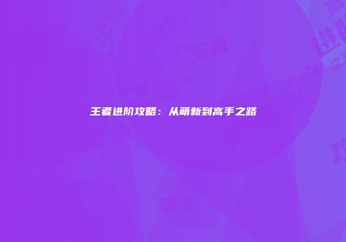 王者进阶攻略：从萌新到高手之路