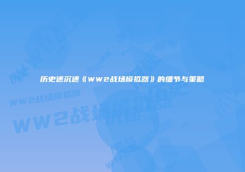 历史迷沉迷《WW2战场模拟器》的细节与策略