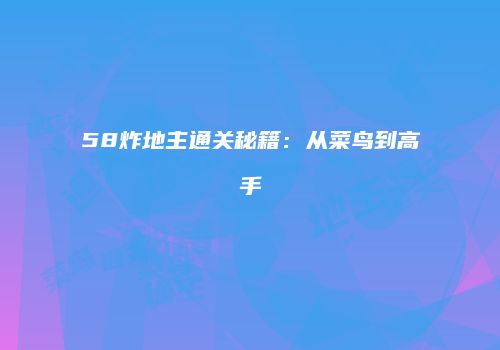 58炸地主通关秘籍：从菜鸟到高手