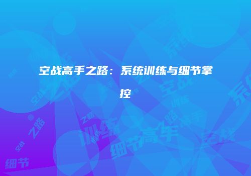 空战高手之路：系统训练与细节掌控