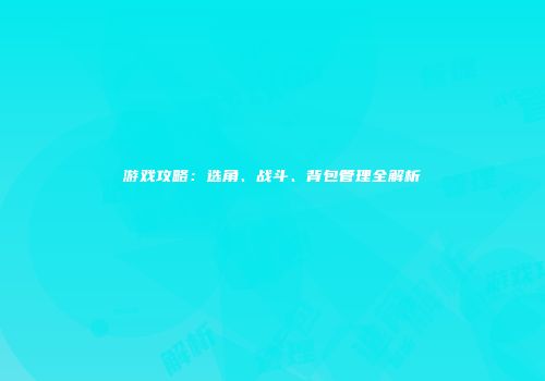 游戏攻略：选角、战斗、背包管理全解析