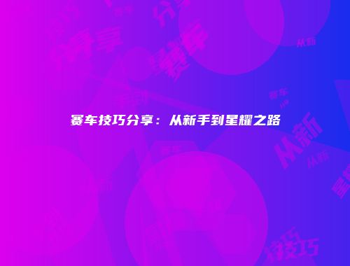 赛车技巧分享：从新手到星耀之路