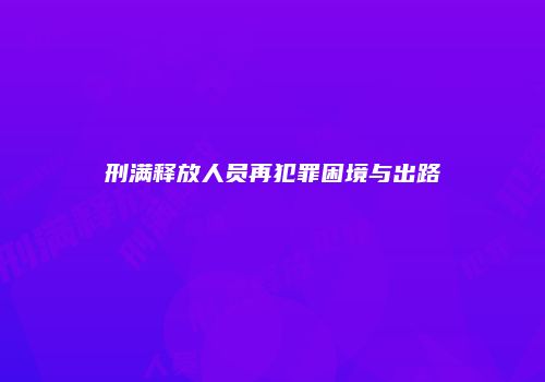刑满释放人员再犯罪困境与出路