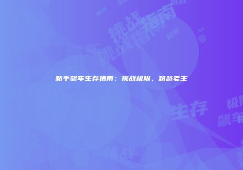 新手飙车生存指南:挑战极限,超越老王