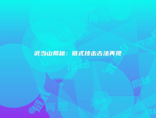 武当山揭秘:链式技击古法再现