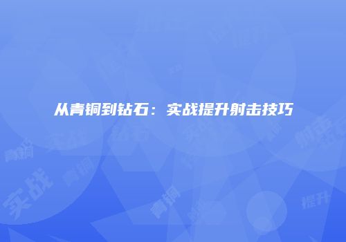 从青铜到钻石：实战提升射击技巧