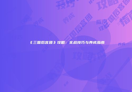 《三国后宫团》攻略：实战技巧与养成指南