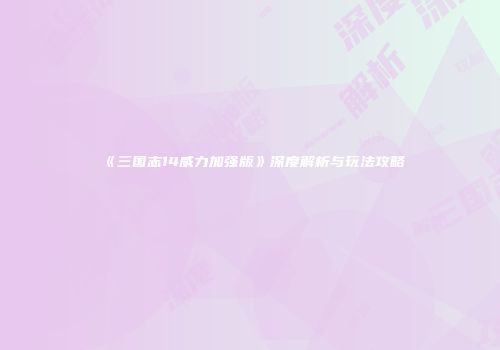 《三国志14威力加强版》深度解析与玩法攻略