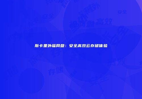 斯卡里外福网盘:安全高效云存储体验