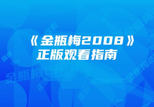 《金瓶梅2008》正版观看指南