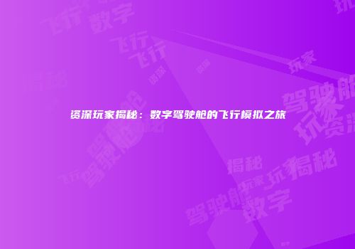资深玩家揭秘：数字驾驶舱的飞行模拟之旅