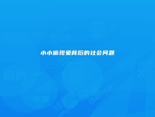 小小偷现象背后的社会问题