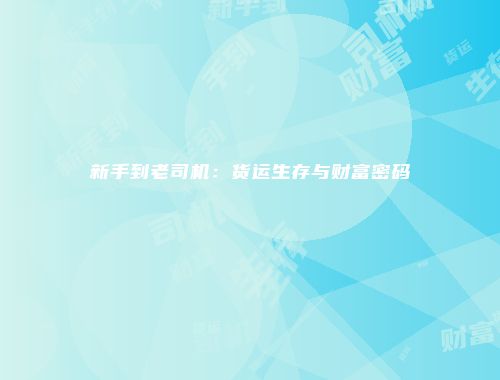 新手到老司机：货运生存与财富密码