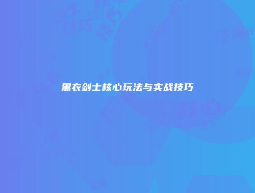 黑衣剑士核心玩法与实战技巧