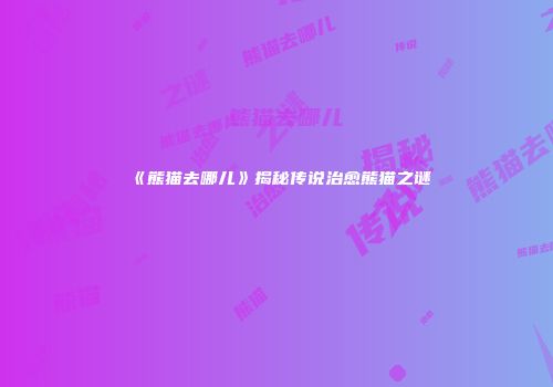 《熊猫去哪儿》揭秘传说治愈熊猫之谜