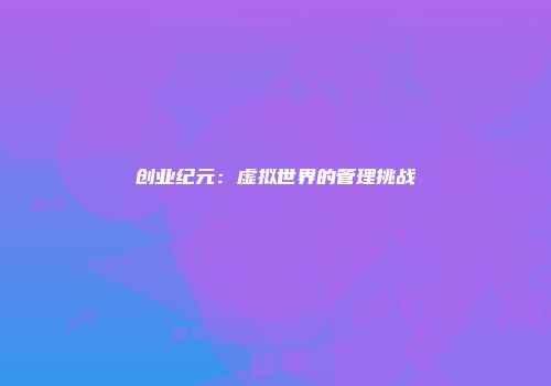 创业纪元：虚拟世界的管理挑战