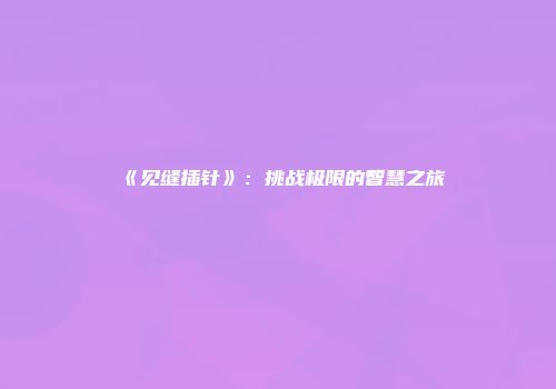 《见缝插针》：挑战极限的智慧之旅