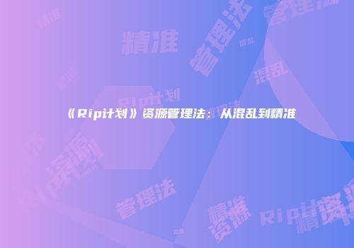 《Rip计划》资源管理法:从混乱到精准