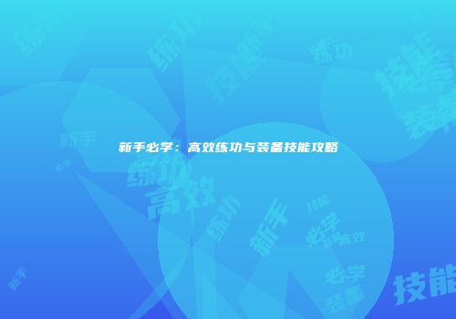 新手必学：高效练功与装备技能攻略