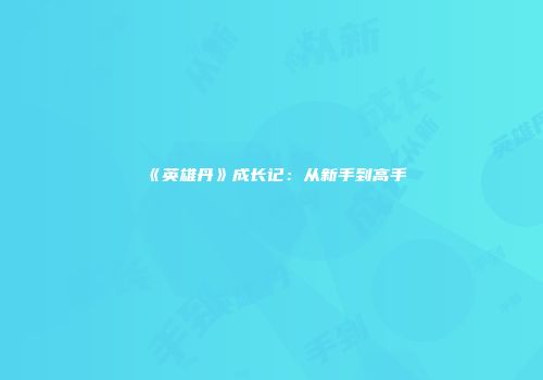 《英雄丹》成长记：从新手到高手