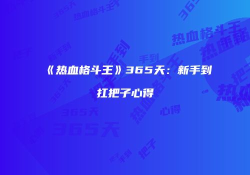 《热血格斗王》365天：新手到扛把子心得