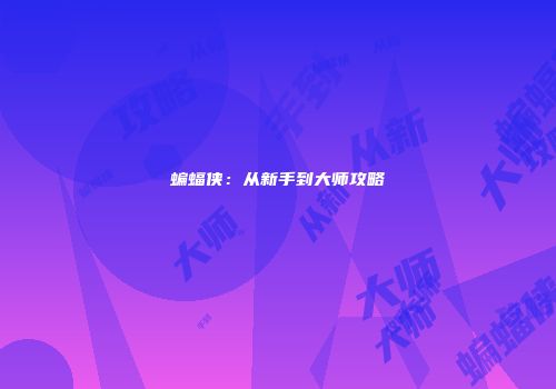 蝙蝠侠：从新手到大师攻略