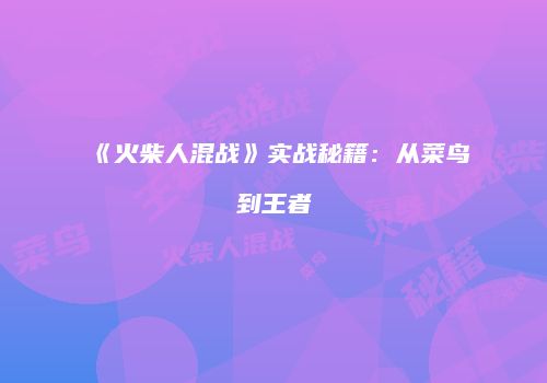 《火柴人混战》实战秘籍：从菜鸟到王者
