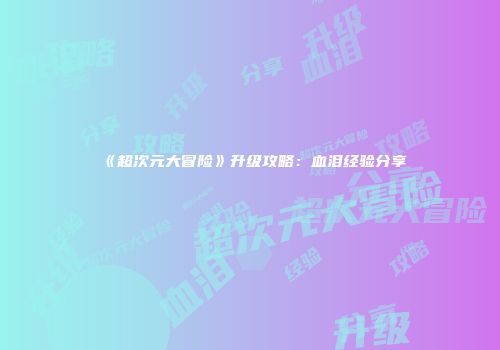 《超次元大冒险》升级攻略：血泪经验分享
