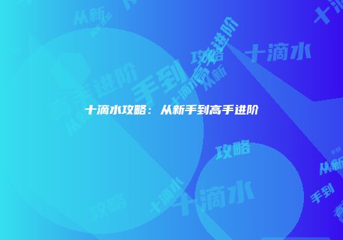 十滴水攻略：从新手到高手进阶