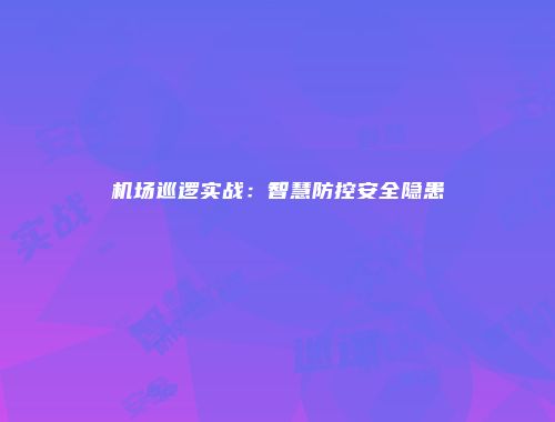 机场巡逻实战：智慧防控安全隐患