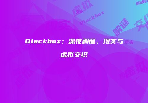 Blackbox：深夜解谜，现实与虚拟交织