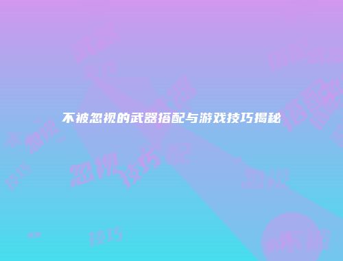 不被忽视的武器搭配与游戏技巧揭秘