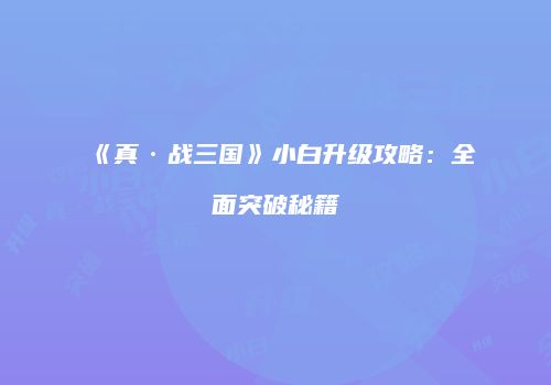 《真·战三国》小白升级攻略：全面突破秘籍