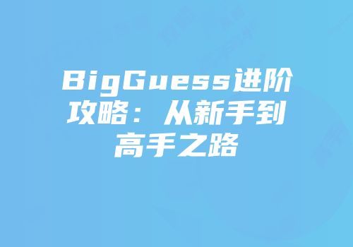 BigGuess进阶攻略：从新手到高手之路