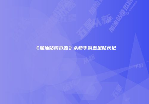 《加油站模拟器》从新手到五星站长记