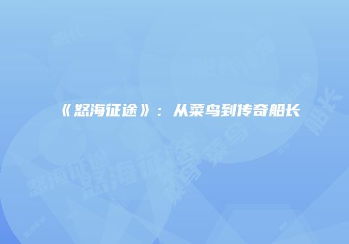 《怒海征途》：从菜鸟到传奇船长
