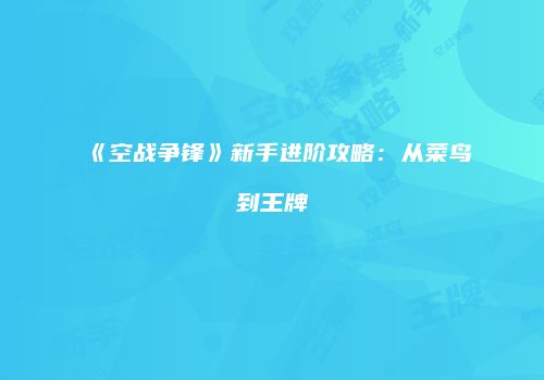 《空战争锋》新手进阶攻略：从菜鸟到王牌