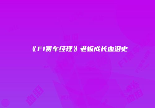 《F1赛车经理》老板成长血泪史