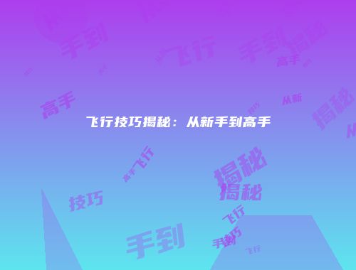 飞行技巧揭秘：从新手到高手