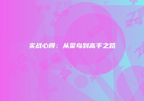 实战心得：从菜鸟到高手之路
