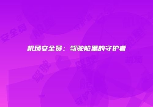 机场安全员：驾驶舱里的守护者