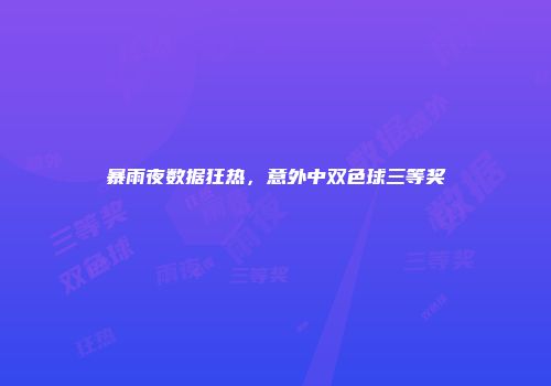 暴雨夜数据狂热，意外中双色球三等奖